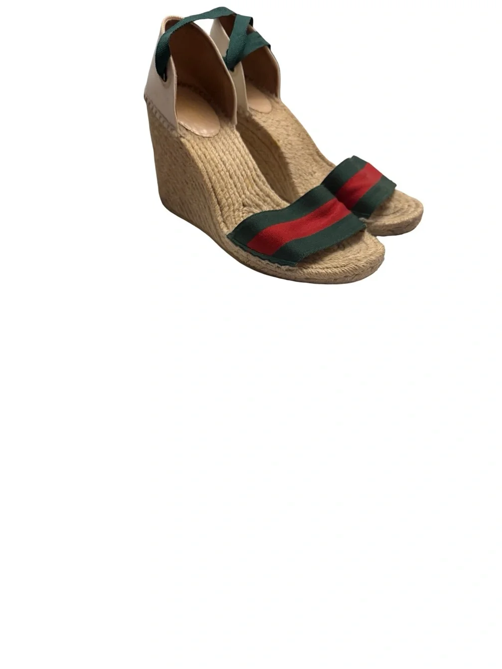 Gucci Lilibeth Web espadrille wedge sandals Sz  38
